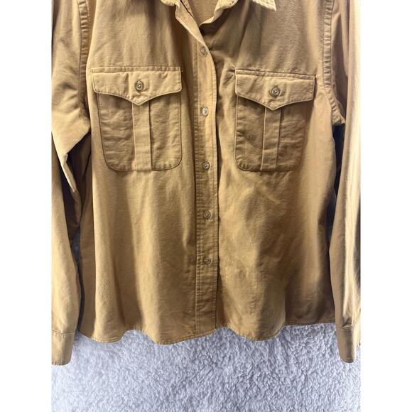 LL BEAN Shirt Women's Size 14 Button Down Long Sleeve Cotton Yellow - Picture 2 of 9